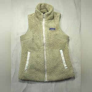Patagonia Womens Vest Extra Small Beige Los Gatos Sherpa Full Zip Sweater Jacket